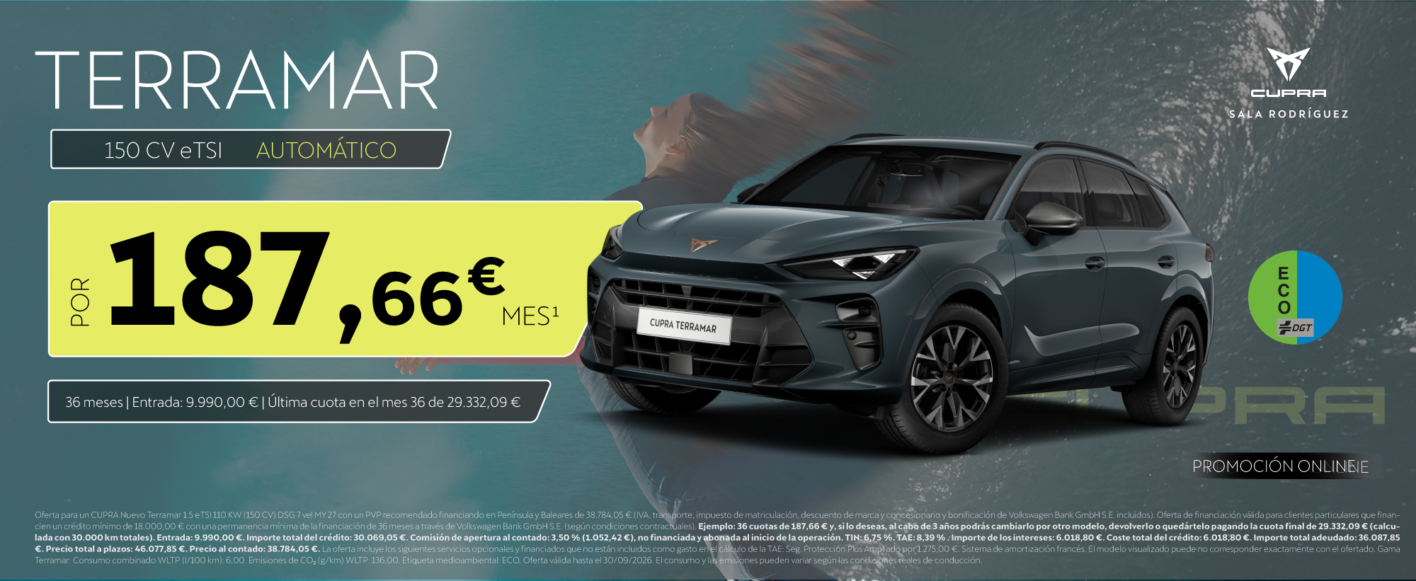 ¡Promoción Agosto! Terramar eTSI Automático por sólo 187€/mes*